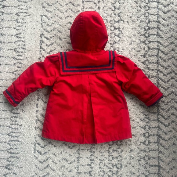 Vtg 1990s Class Club Red/Navy Faux Fur Lined Coat - Picture 8 of 8